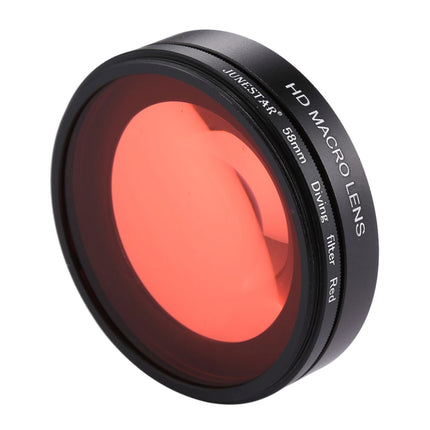 58mm 16X Macro Lens + Red Diving Lens Filter with Lens Cover + Lens Filter Ring Adapter + String + Cleaning Cloth for GoPro HERO6 /5 Dive Housing-garmade.com