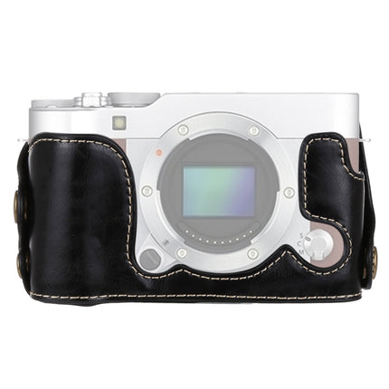 1/4 inch Thread PU Leather Camera Half Case Base for FUJIFILM X-A3 / X-A10(Black)-garmade.com