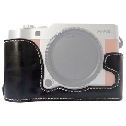 1/4 inch Thread PU Leather Camera Half Case Base for FUJIFILM X-A5 / X-A20(Black)-garmade.com