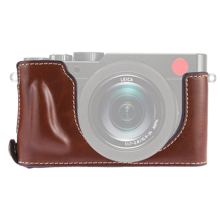 1/4 inch Thread PU Leather Camera Half Case Base for Leica DLUX TYP 109 (Coffee)-garmade.com