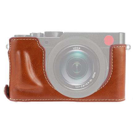 1/4 inch Thread PU Leather Camera Half Case Base for Leica DLUX TYP 109 (Brown)-garmade.com