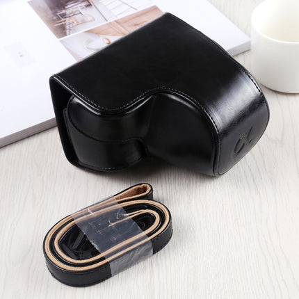 Full Body Camera PU Leather Case Bag with Strap for Sony A6400 / ILCE-A6400 (Black)-garmade.com