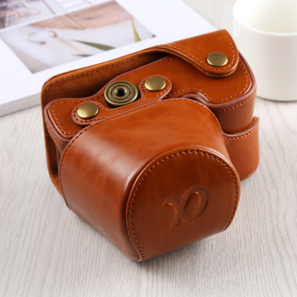 Full Body Camera PU Leather Case Bag with Strap for Sony A6400 / ILCE-A6400 (Brown)-garmade.com