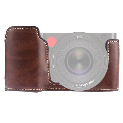 1/4 inch Thread PU Leather Camera Half Case Base for Leica TL (Typ 701) (Coffee)-garmade.com