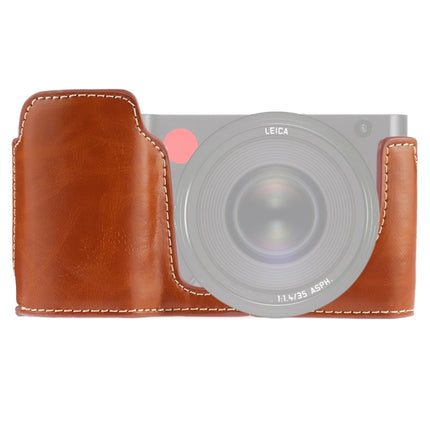 1/4 inch Thread PU Leather Camera Half Case Base for Leica TL (Typ 701) (Brown)-garmade.com