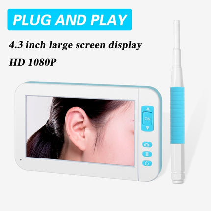 P20 4.3 Inch Screen Display HD1080P Visual Earspoon Endoscope with 6 LEDs, Diameter:5.5mm-garmade.com