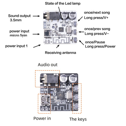 6966 DIY Bluetooth 5.0 Audio Receiver Board Module MP3 Lossless Player Wireless Stereo Music Amplifier Module (Black)-garmade.com