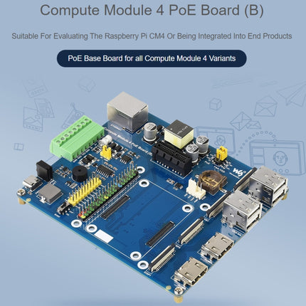 Waveshare Compute Module IO Board with PoE Feature (Type B) for Raspberry Pi all Variants of CM4-garmade.com