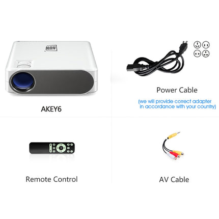 AUN AKEY6 5.8 inch 5500 Lumens 1920x1080P Portable HD LED Projector with Remote Control, Support USB / SD Card / AV / VGA-garmade.com