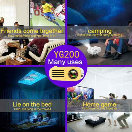 YG200 Portable LED Pocket Mini Projector AV SD HDMI Video Movie Game Home Theater Video Projector(Yellow and White)-garmade.com
