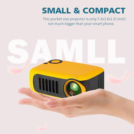 A2000 1080P Mini Portable Smart Projector Children Projector, EU Plug(Black)-garmade.com