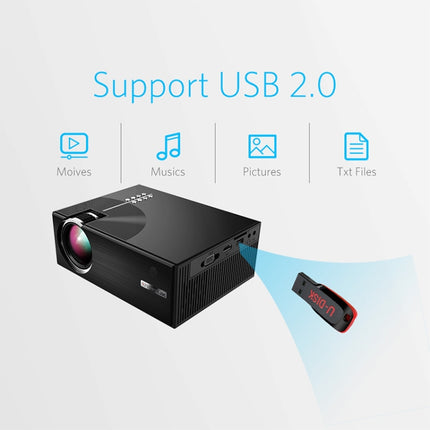 Cheerlux C7 1800 Lumens 800 x 480 720P 1080P HD Smart Projector, Support HDMI / USB / VGA / AV / SD(White)-garmade.com