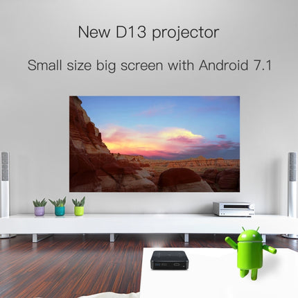 D13 2+16G 854 x 480 Android 7.1.2 Mini Pocket Projector 4K DLP Smart Handheld LED WIFI Home Theater Projector, Support USB / TF / HDMI-garmade.com