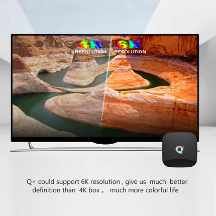 Q+ 6K HD Smart TV BOX,Android 8.1,H6 Quad Core Cortex-A53 Up to 2GHz,4GB+32GB, Support SPDIF, HDMI, WiFi, LAN, USBx2(Black)-garmade.com