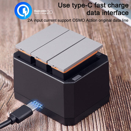 USB Triple Batteries Charger with LED Indicator Light for DJI OSMO Action(Black)-garmade.com