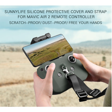 Sunnylife AIR2-Q9290 Remote Control Silicone Protective Case with lanyard for DJI Mavic Air 2 (Black)-garmade.com