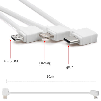 STARTRC 30cm Micro USB to Micro USB Converting Connector Data Cable for DJI Mavic Mini / Air, Shark Remote Controller(White)-garmade.com