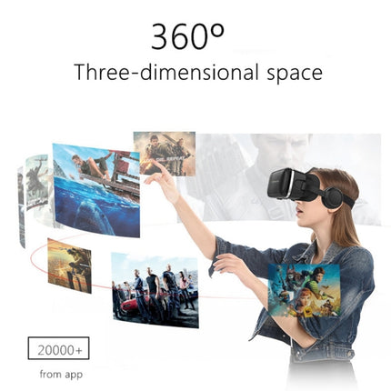 VR SHINECON G04E Virtual Reality 3D Video Glasses Suitable for 3.5 inch - 6.0 inch Smartphone with HiFi Headset (Black)-garmade.com