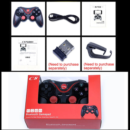 C8 Bluetooth Gaming Controller Grip Game Pad, For Android / iOS / PC / PS3-garmade.com