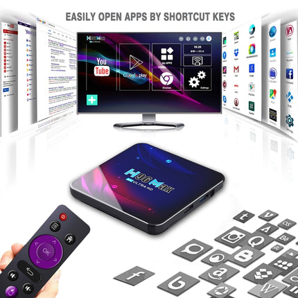 H96 Max V11 4K Smart TV BOX Android 11.0 Media Player wtih Remote Control, RK3318 Quad-Core 64bit Cortex-A53, RAM: 4GB, ROM: 64GB, Support Dual Band WiFi, Bluetooth, Ethernet, EU Plug-garmade.com