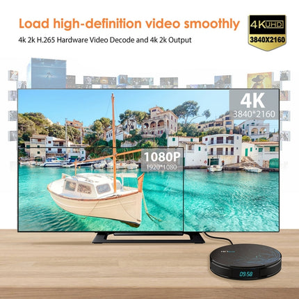 HK1Plus 4K UHD Smart TV Box with Remote Controller, Android 8.1 Amlogic S905X2 Quad Core ARM Cortex A53 2GHz, 2GB+16GB, Support Dual Band WiFi & AV & HDMI & RJ45 & TF Card (Black)-garmade.com