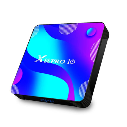 X88 Pro 10 4K Ultra HD Android TV Box with Remote Controller, Android 10.0, RK3318 Quad-Core 64bit Cortex-A53, 2GB+16GB, Support Bluetooth / Dual-Band WiFi / TF Card / USB / AV / Ethernet(EU Plug)-garmade.com