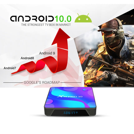 X88 Pro 10 4K Ultra HD Android TV Box with Remote Controller, Android 10.0, RK3318 Quad-Core 64bit Cortex-A53, 4GB+32GB, Support Bluetooth / Dual-Band WiFi / TF Card / USB / AV / Ethernet(EU Plug)-garmade.com
