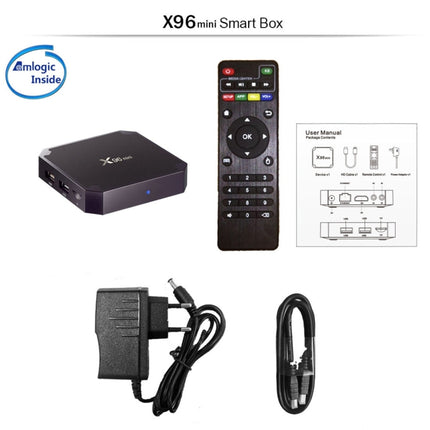X96 mini 4K*2K UHD Output Smart TV BOX Player with Remote Controller without Wall Mount, Android 7.1.2 Amlogic S905W Quad Core ARM Cortex A53 2GHz, RAM: 1GB, ROM: 8GB, Supports WiFi, HDMI, TF(Black)-garmade.com