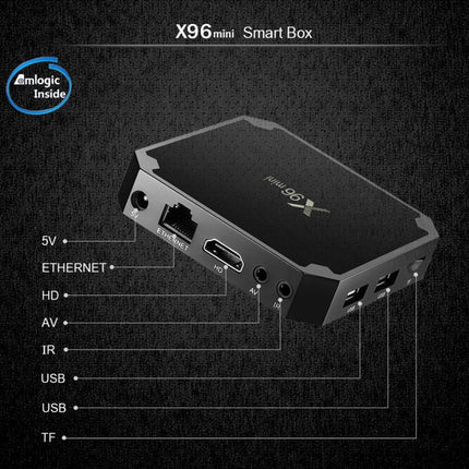 X96 mini 4K*2K UHD Output Smart TV BOX Player with Remote Controller without Wall Mount, Android 7.1.2 Amlogic S905W Quad Core ARM Cortex A53 2GHz, RAM: 2GB, ROM: 16GB, Supports WiFi, HDMI, TF(Black)-garmade.com