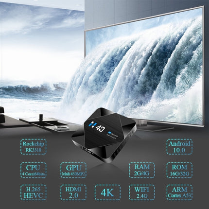 H40 4K Ultra HD Smart TV BOX Android 10.0 Media Player wtih Remote Control, Quad-core, RAM: 4GB, ROM: 32GB (UK Plug)-garmade.com