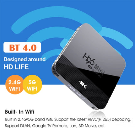 H96 MINI H8 4K UHD Smart TV Box with Remote Controller, Android 9.0 RK3228A Quad-core Cortex-A7, 1GB+8GB, Support WiFi & BT & AV & HDMI & Ethernet-garmade.com