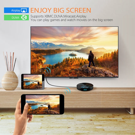 HK1max 4K UHD Smart TV Box with Remote Controller, Android 9.0 RK3318 Quad-Core 64bit Cortex-A53, 2GB+16GB, Support Dual Band WiFi & AV & HDMI & RJ45 & TF Card-garmade.com