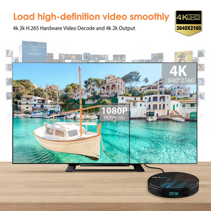 HK1max 4K UHD Smart TV Box with Remote Controller, Android 9.0 RK3318 Quad-Core 64bit Cortex-A53, 2GB+16GB, Support Dual Band WiFi & AV & HDMI & RJ45 & TF Card-garmade.com