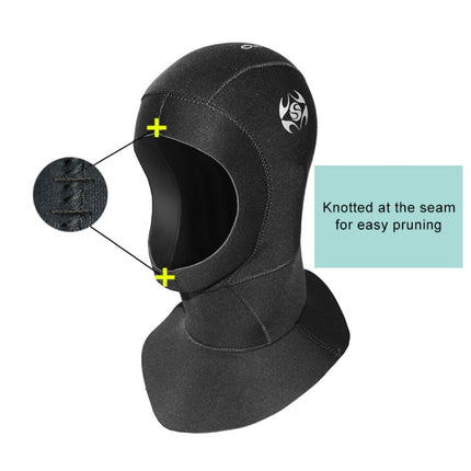 SLINX 1131 3mm Neoprene Waterproof Warm Ear Protection Diving Hood, Size: L-garmade.com