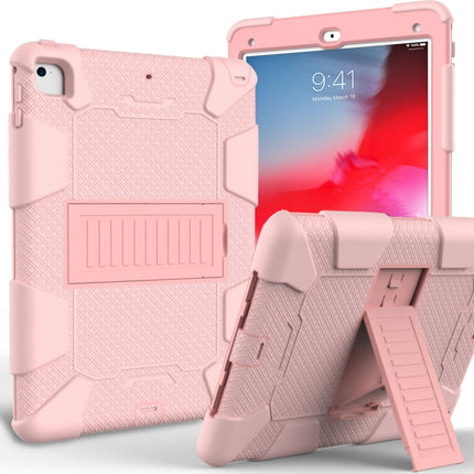 Shockproof Two-color Silicone Protection Shell for iPad 9.7(2018) & 9.7(2017) & Air 2, with Holder(Rose Gold)-garmade.com
