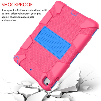 Shockproof Two-color Silicone Protection Shell for iPad 9.7(2018) & 9.7(2017) & Air 2, with Holder(Rose Red+Blue)-garmade.com