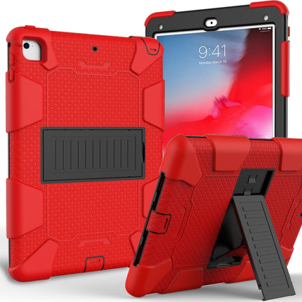 Shockproof Two-color Silicone Protection Shell for iPad 9.7(2018) & 9.7(2017) & Air 2, with Holder(Red+Black)-garmade.com