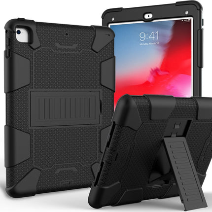 Shockproof Two-color Silicone Protection Shell for iPad 9.7(2018) & 9.7(2017) & Air 2, with Holder(Black)-garmade.com