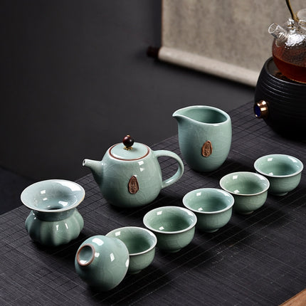Ge Kiln Ceramic Kungfu Teaware Teacup Teapot Set, Color:Blue-garmade.com