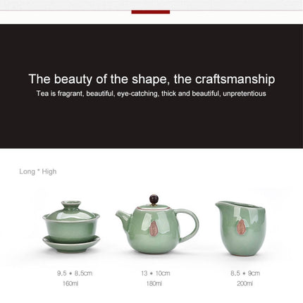 Ge Kiln Ceramic Kungfu Teaware Teacup Teapot Set, Color:Blue-garmade.com