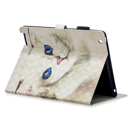 3D Horizontal Flip Leather Case with Holder & Card Slots For New iPad (iPad 3)(White Cat)-garmade.com