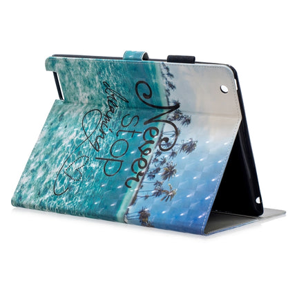3D Horizontal Flip Leather Case with Holder & Card Slots For New iPad (iPad 3)(Blue Coconut Grove)-garmade.com