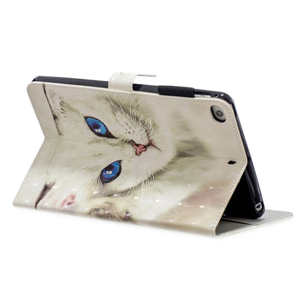 3D Horizontal Flip Leather Case with Holder & Card Slots For iPad mini 5 & 4 & 3 & 2 & 1 (White Cat)-garmade.com