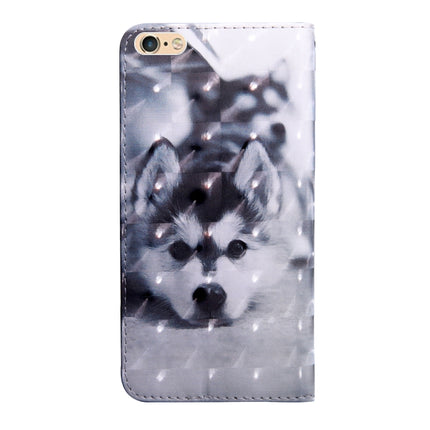 3D Painting Pattern Coloured Drawing Horizontal Flip TPU + PU Leather Case with Holder & Card Slots & Wallet For iPhone 6 / 6S(Husky)-garmade.com