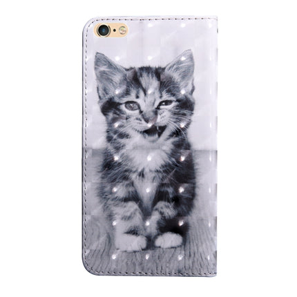 3D Painting Pattern Coloured Drawing Horizontal Flip TPU + PU Leather Case with Holder & Card Slots & Wallet For iPhone 6 / 6S(Smile Cat)-garmade.com