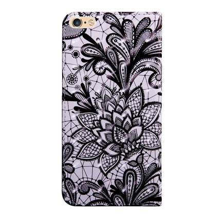 3D Painting Pattern Coloured Drawing Horizontal Flip TPU + PU Leather Case with Holder & Card Slots & Wallet For iPhone 6 / 6S(Black Lace)-garmade.com
