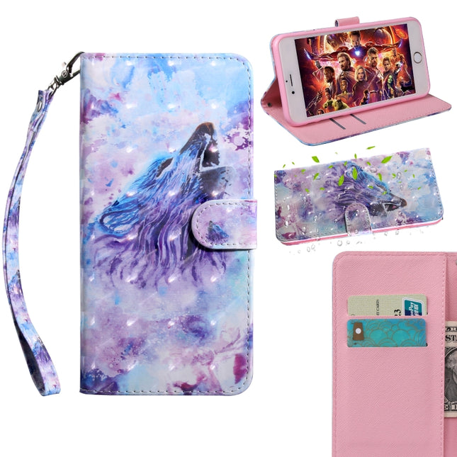 3D Painting Pattern Coloured Drawing Horizontal Flip TPU + PU Leather Case with Holder & Card Slots & Wallet For iPhone 6 / 6S(Roaring Wolf)-garmade.com