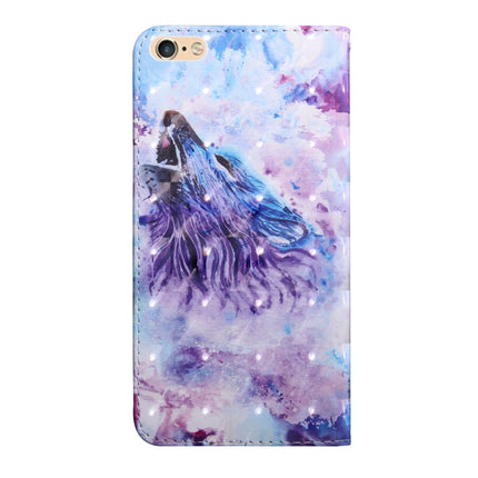 3D Painting Pattern Coloured Drawing Horizontal Flip TPU + PU Leather Case with Holder & Card Slots & Wallet For iPhone 6 / 6S(Roaring Wolf)-garmade.com