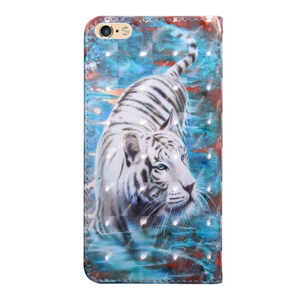 3D Painting Pattern Coloured Drawing Horizontal Flip TPU + PU Leather Case with Holder & Card Slots & Wallet For iPhone 6 Plus(Tiger)-garmade.com