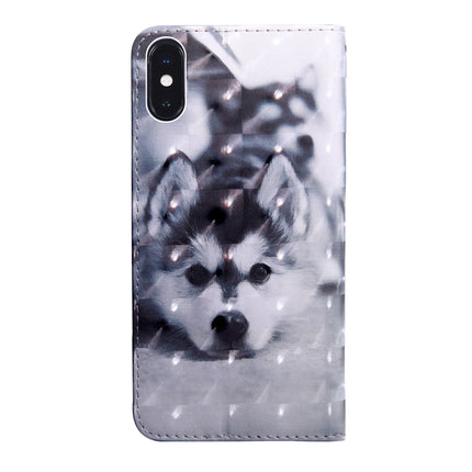 3D Painting Pattern Coloured Drawing Horizontal Flip TPU + PU Leather Case with Holder & Card Slots & Wallet For iPhone XS Max(Husky)-garmade.com